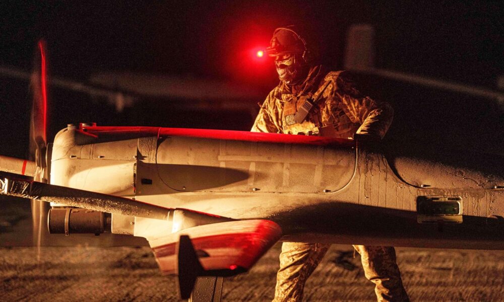 A Ukrainian serviceman prepares a long-range drone. File pic: AP