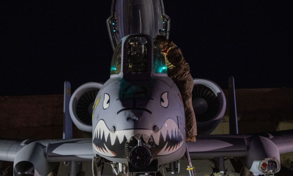 An American airman prepares an A-10 Thunderbolt ahead of his mission. Pic: AP