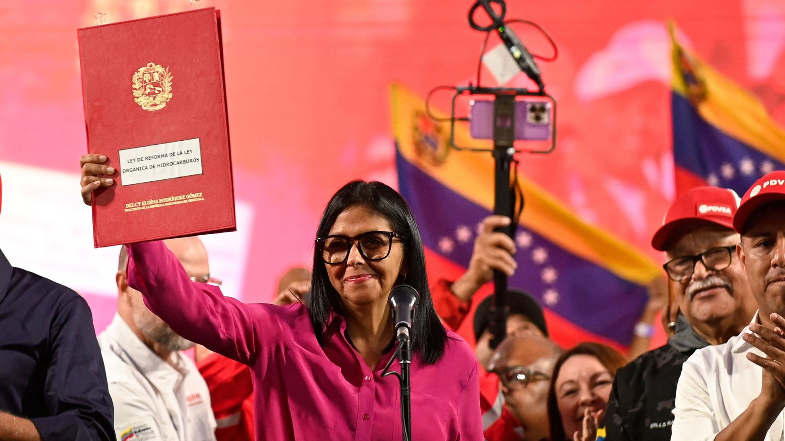 Venezuela's interim president Delcy Rodriguez signed the reform into law. Pic: Reuters
