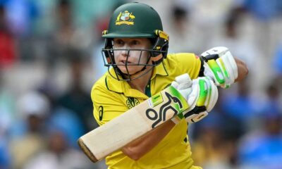 Australia's captain Alyssa Healy plays a shot during the ICC Women's Cricket World Cup 2025 one-day international (ODI) semi-final match between India and Australia at the DY Patil Stadium in Navi Mumbai on October 30, 2025. (Photo by Punit PARANJPE / AFP) / -- IMAGE RESTRICTED TO EDITORIAL USE - STRICTLY NO COMMERCIAL USE --