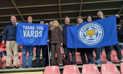 Leicester fans including Neil Reeves and Jackie Troy pay tribute to Jamie Vardy in Cremonese