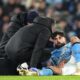 Manchester City's Josko Gvardiol receives treatment for an injury