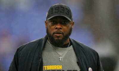 Head coach Mike Tomlin of the Pittsburgh Steelers looks on before the game against the Baltimore Ravens