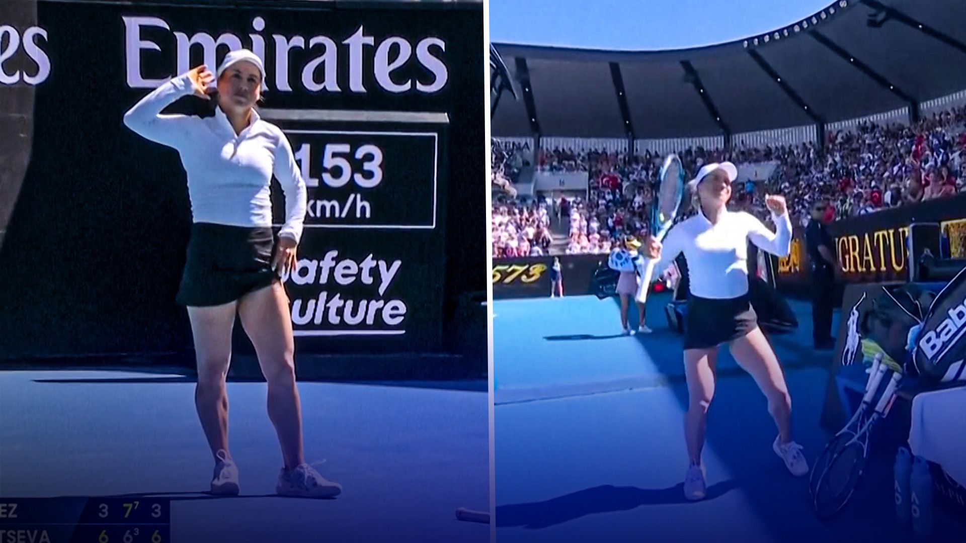 Tennis star riles up booing Australian Open crowd by DANCING in front of them!