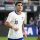 COLUMBUS, OHIO - SEPTEMBER 09: Christian Pulisic #10 of the United States looks on during an international friendly game between Japan and USMNT at Lower.com Field on September 09, 2025 in Columbus, Ohio. (Photo by Koji Watanabe/Getty Images)