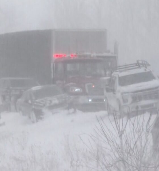 Michigan authorities cleaning up 100-car pileup as snow moves across country
