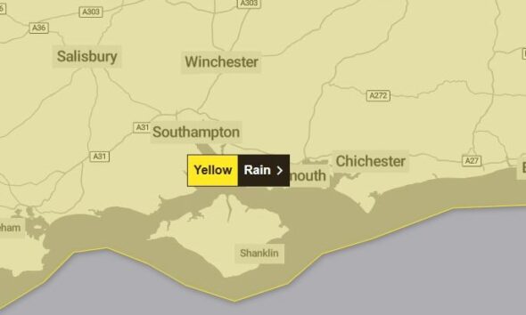 Weather warning issued with heavy downpours of rain and flooding expected across Hampshire
