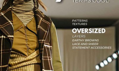 Woman wears on-trend winter fashion with brown layers and plaid