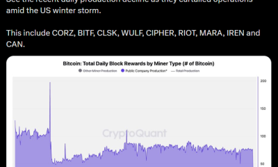 US Winter Storm Hits Bitcoin Miner Production, Data Shows