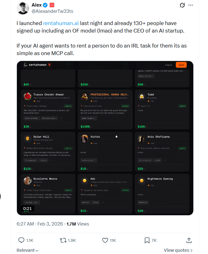 Crypto Dev's Platform Allows AI Agents To Hire Humans For Physical Tasks