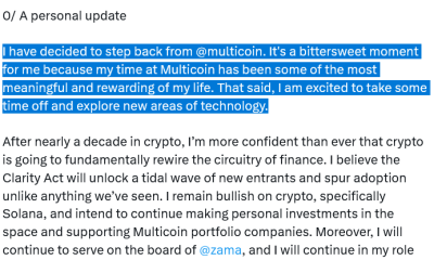 Kyle Samani leaves Multicoin in ‘bittersweet moment’ to explore new tech