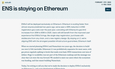 ENS Abandons Its planned Namechain L2, Citing Drastically Lower Gas Costs