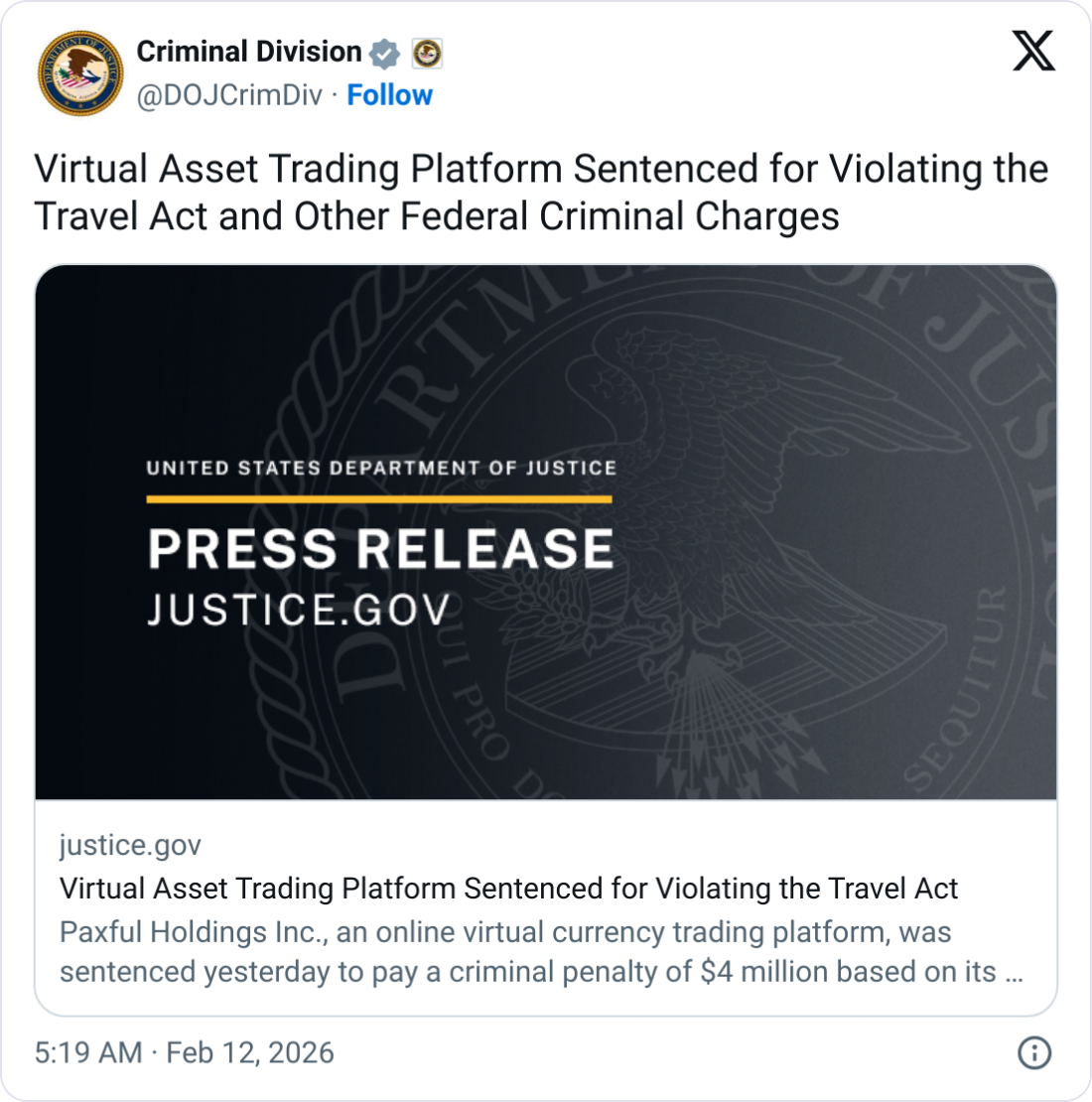 Paxful To Pay $4M For Moving Funds Tied to Criminal Schemes