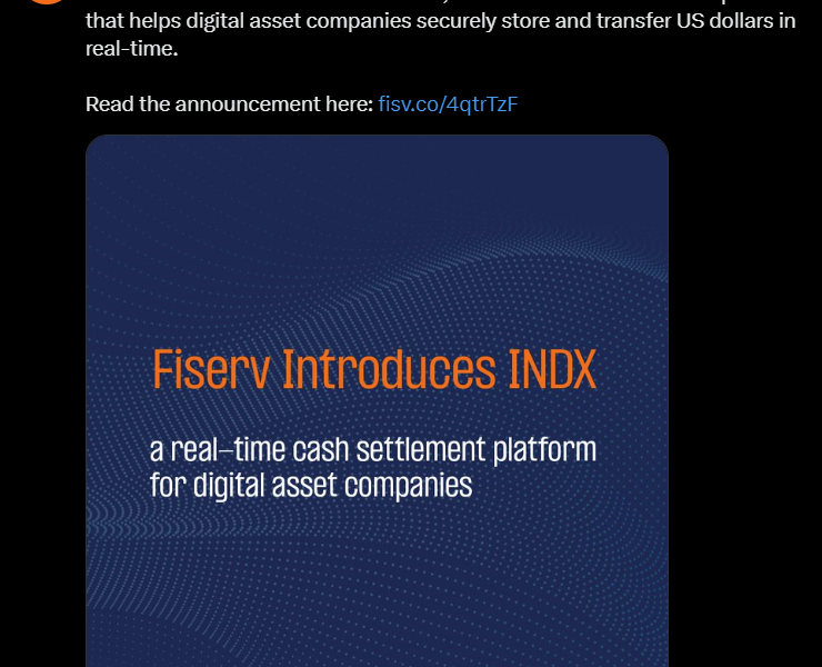 Fiserv Launches US Dollar Settlement Platform for Digital Asset Companies