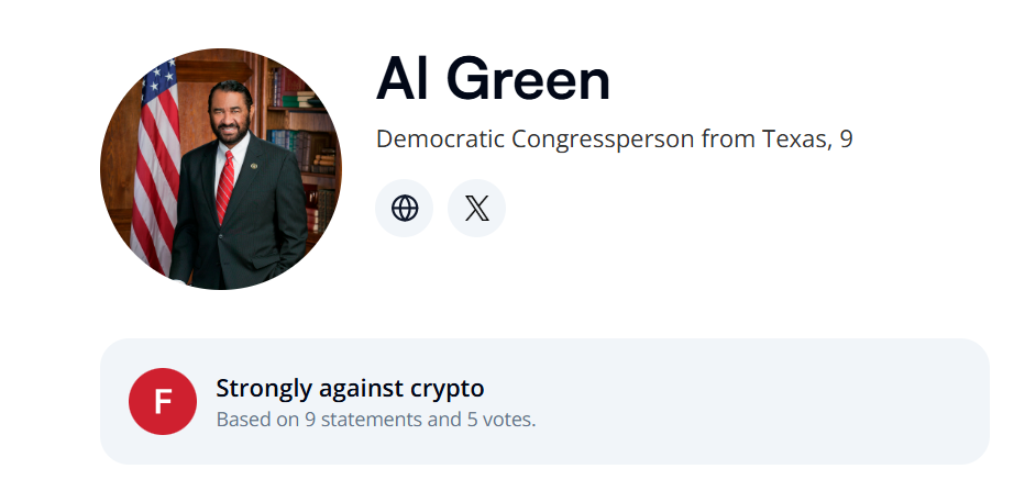 Crypto PAC to Oppose Al Green in Texas Democratic Primary