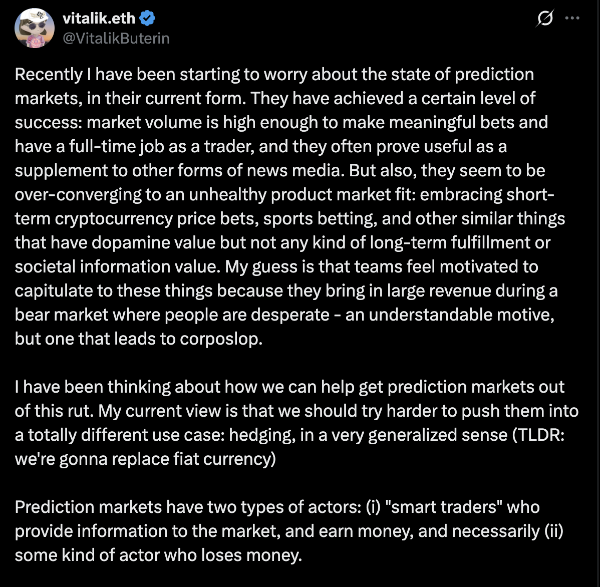 Vitalik Buterin, Prediction Markets