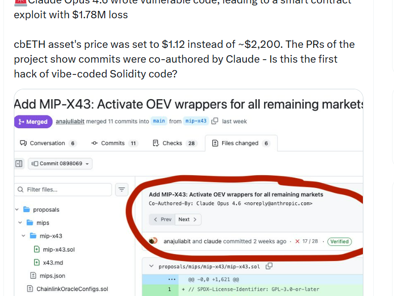$1.78M ‘Vibe-Coded’ Oracle Bug Puts AI-Coauthored Contracts Under Scrutiny