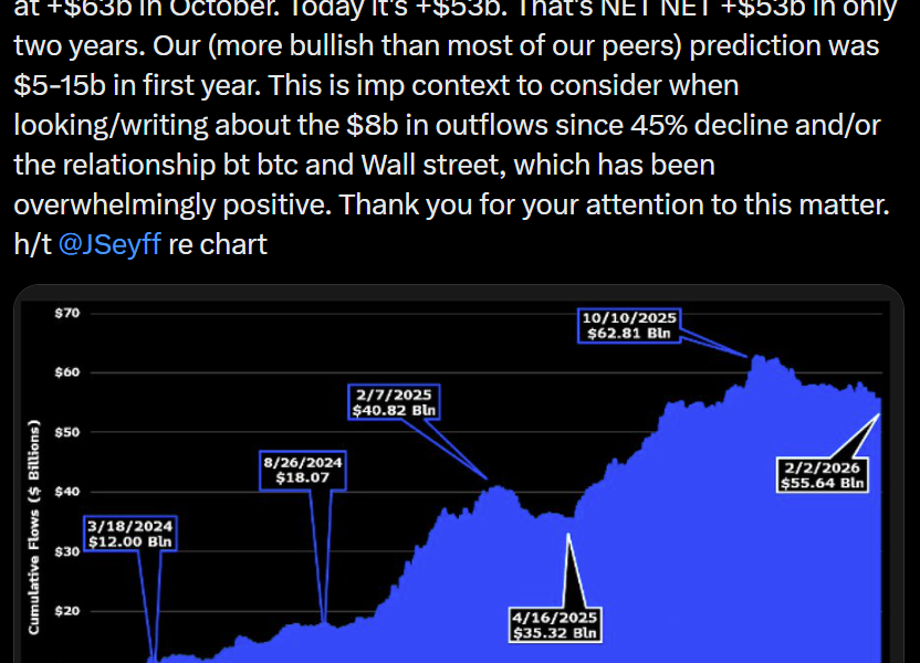 Bitcoin ETFs Retain $53B in Net Inflows After Sell-Off