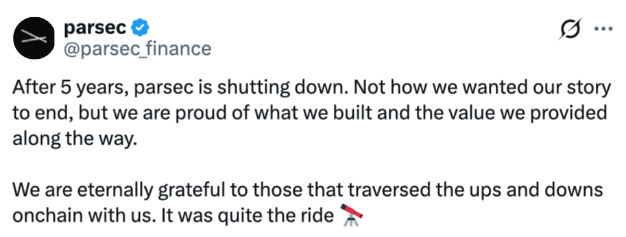 Parsec Shuts Down Business Amid Crypto Market Volatility