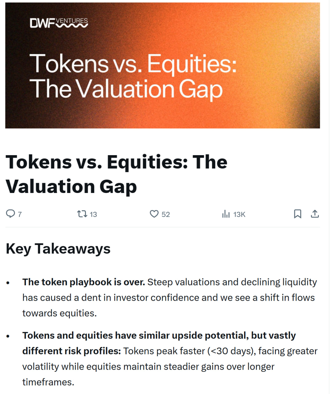 Crypto Capital Shifts From Tokens to Stocks as Launches Struggle: DWF