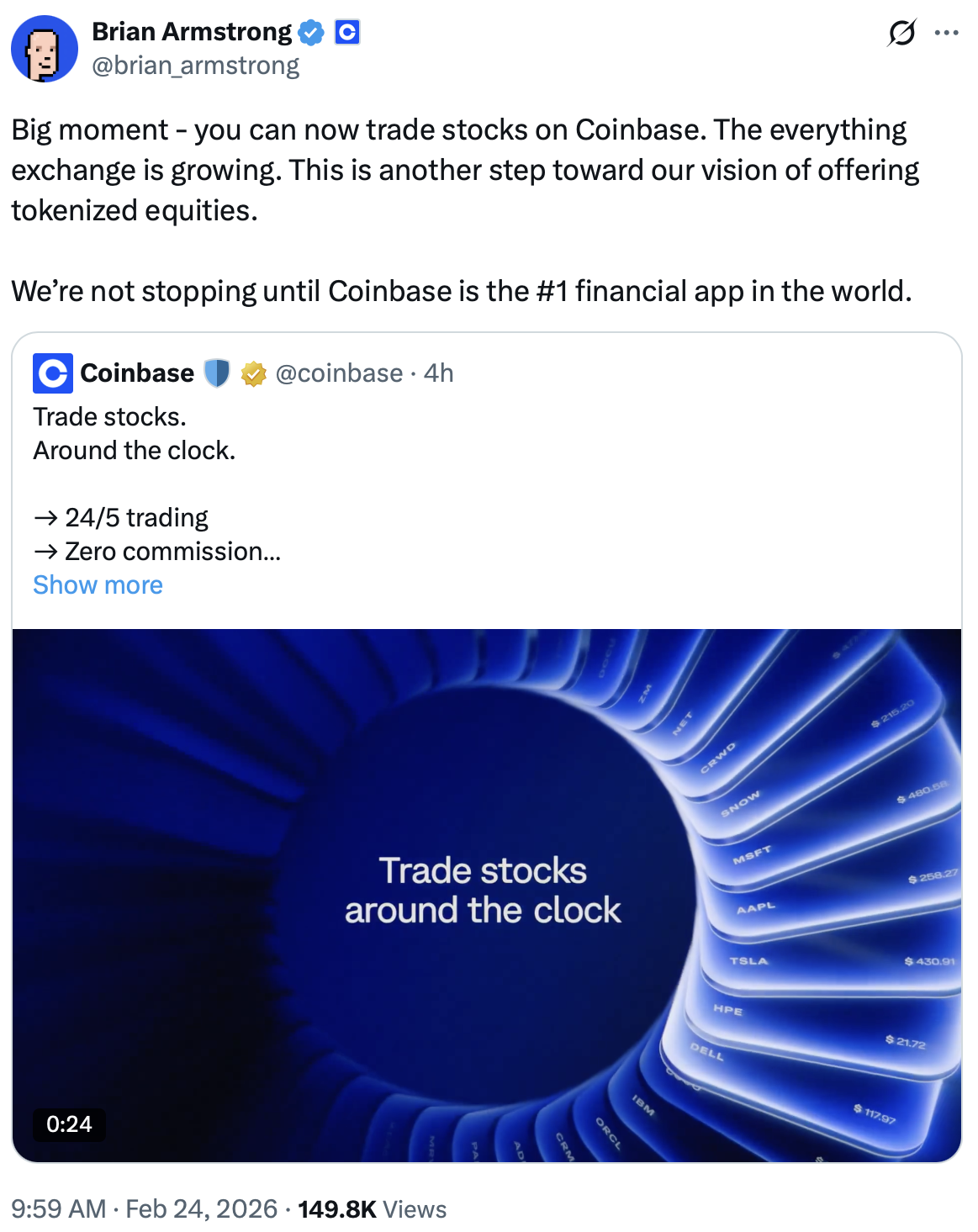 Coinbase Opens Commission-Free Stock and ETF Trading to All US Users
