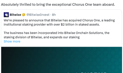Bitwise Acquires $2.2B Crypto Staking Firm Chorus One