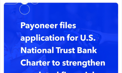 Payoneer Adds to Crypto, Fintech Firms Seeking Bank Charter