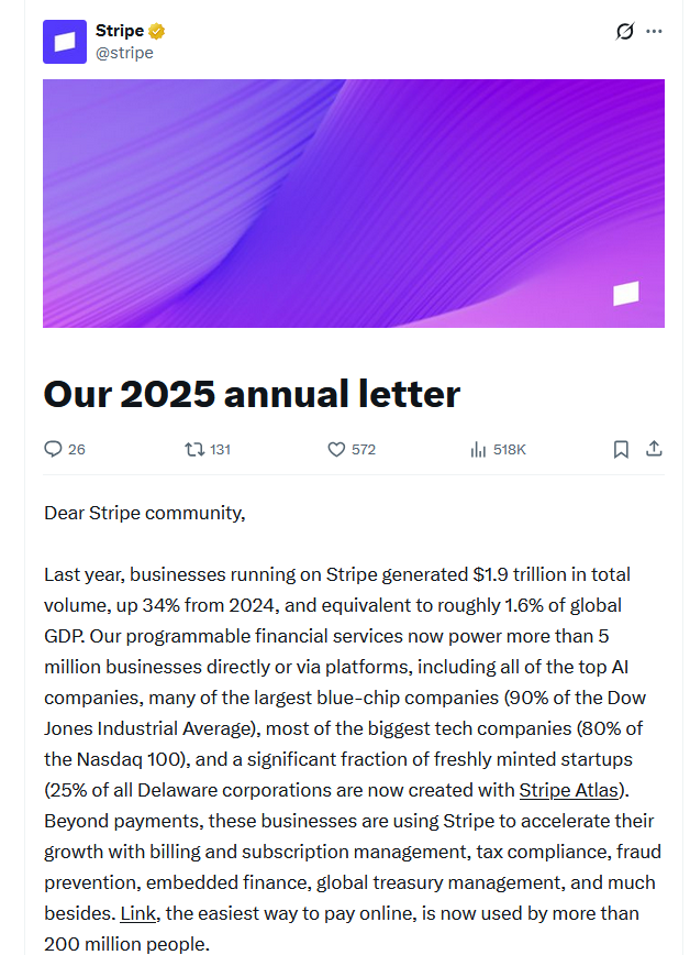 Stripe says Blockchains may need to Process 1B TPS to Support AI Agents