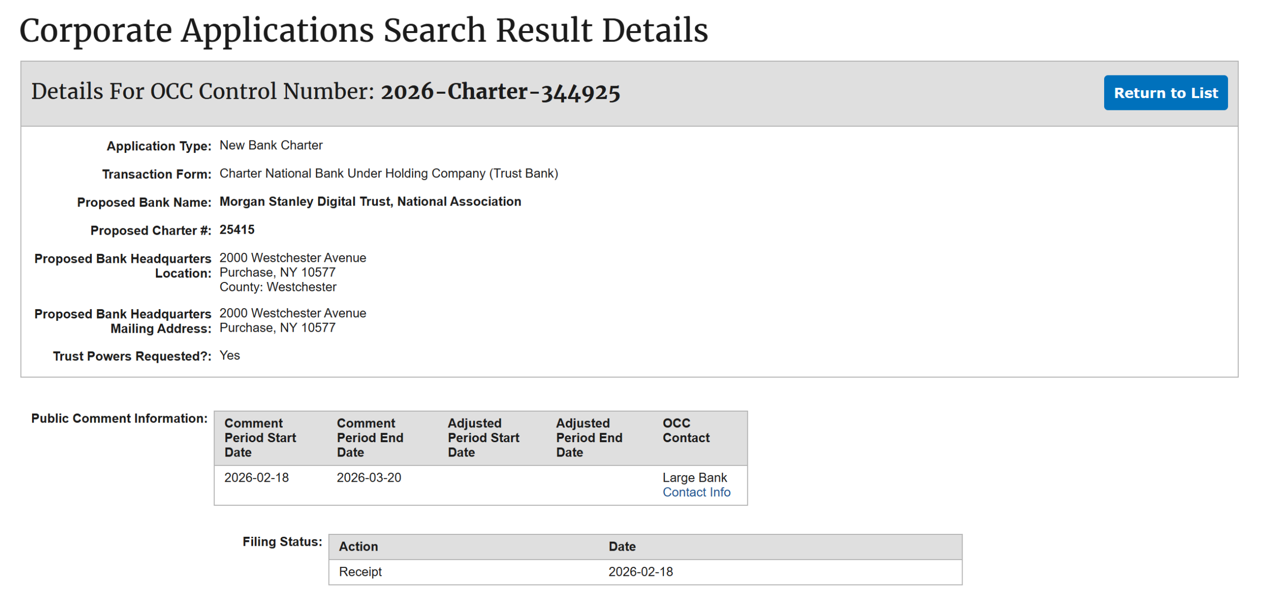 Morgan Stanley Applies US Bank Charter for Crypto Custody
