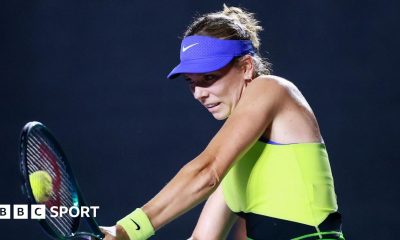 Katie Boulter plays a shot at the Merida Open