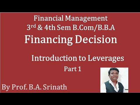 Financial Management - Leverages PART 1 - Introduction for B.COM/BBA/MCOM/MBA - By Srinath Sir
