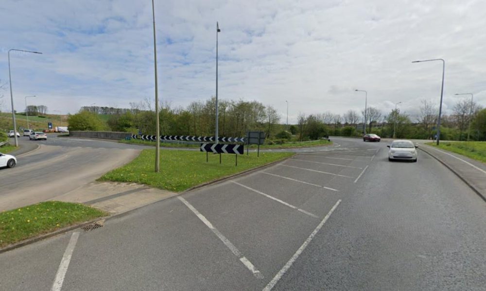 A64 - Ford Focus and motorcycle crash at B1261 roundabout