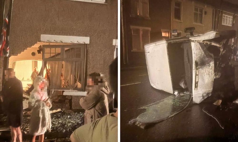 Transit van leaves hole in Easington Lane house after crash