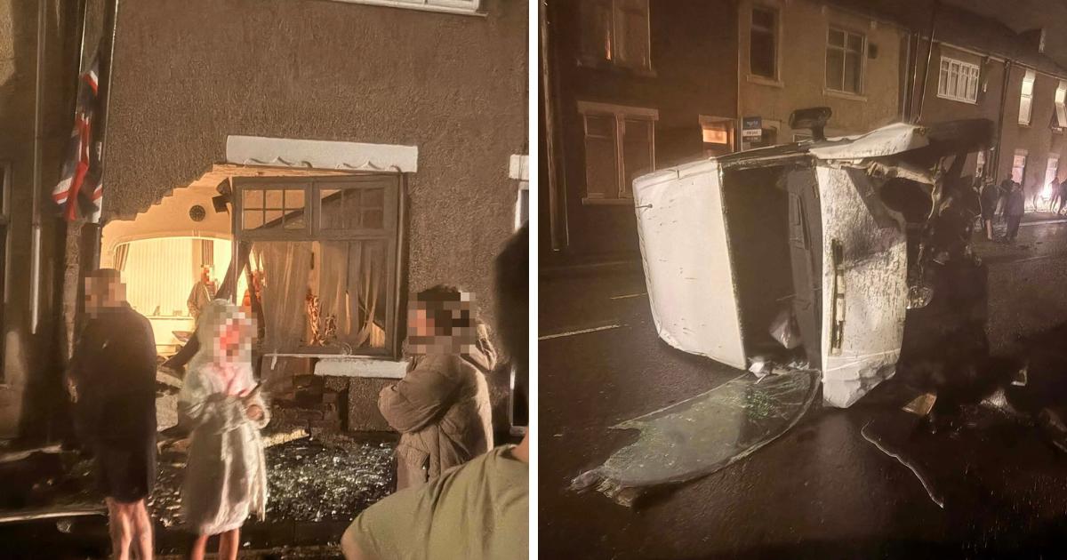 Transit van leaves hole in Easington Lane house after crash
