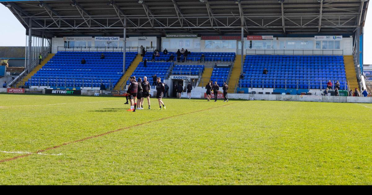 Pitch inspection ahead of York Knights' Challenge Cup tie at Barrow