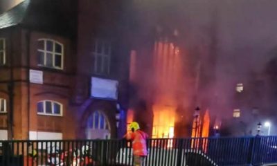 Firefighters battle blaze in abandoned building in Leigh