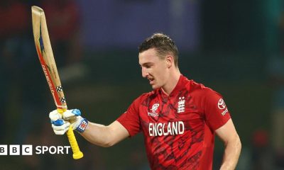 England head coach Brendon McCullum (left) speaks to captain Harry Brook (right) before the T20 World Cup match against Sri Lanka