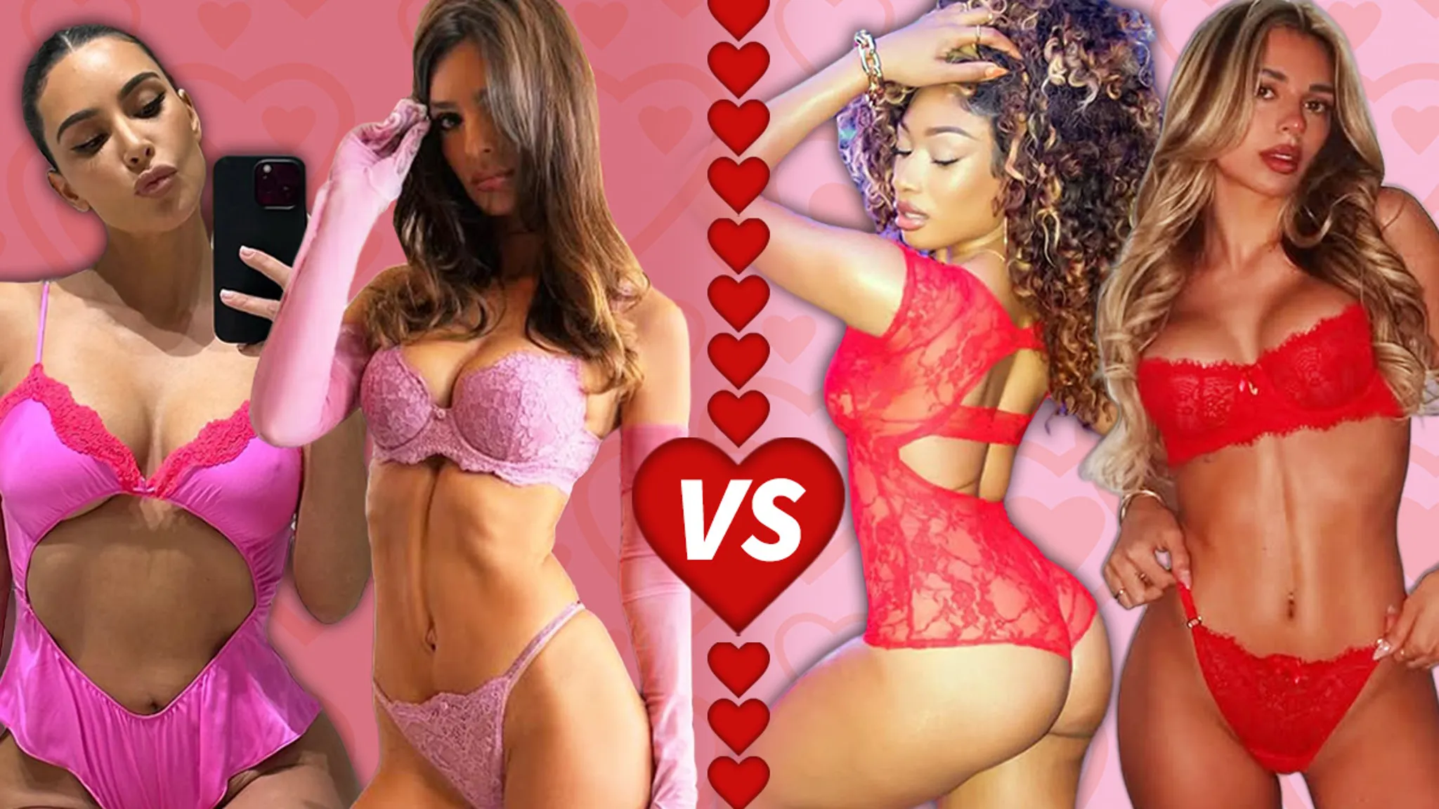PINK VS. RED: Ladies in Lacy-Hot Lingerie Who'd You Rather?!