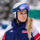 Lindsey Vonn at downhill practice training session in Cortina at Winter Olympics