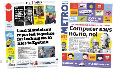 'Mandelson reported to police' and 'Bots moan about humans'