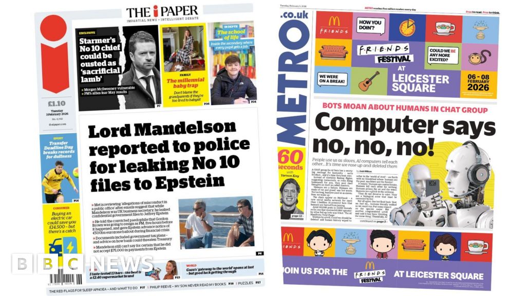 'Mandelson reported to police' and 'Bots moan about humans'