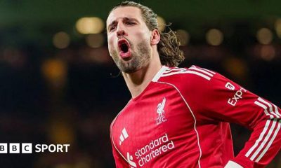 Dominik Szoboszlai celebrates scoring for Liverpool against Brighton in the FA Cup