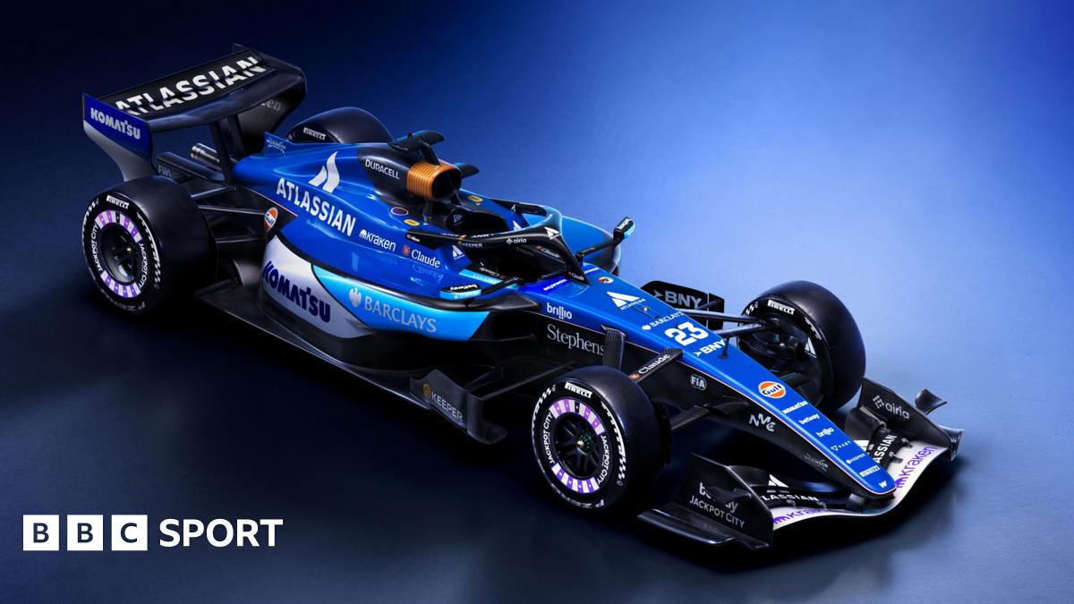 A graphic representation showing Williams' 2026 livery on what the team describe as "a simplified version of the 2026 car"