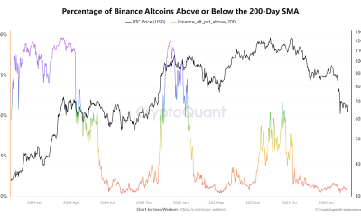 Percentage of Binance Altcoins Above or Below the 200-Day SMA. Source: CryptoQuant.