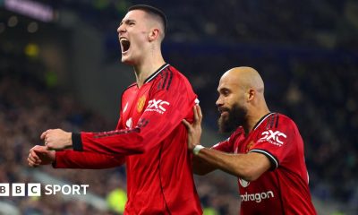 Benjamin Sesko celebrates