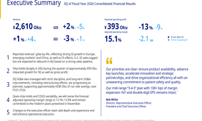 Olympus Q3 FY2026 slides: Revenue guidance cut 2% amid ship-hold challenges