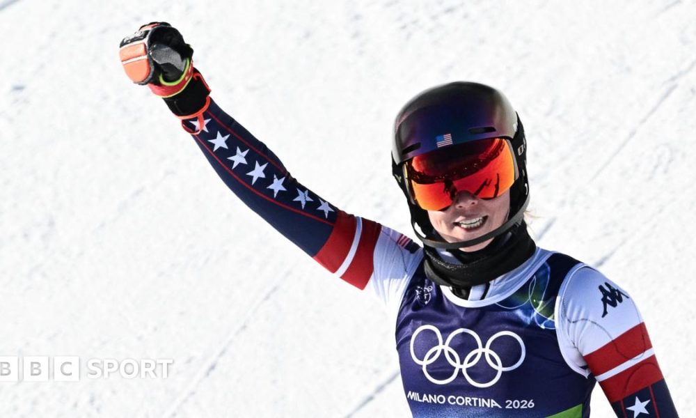 Mikaela Shiffrin celebrates winning gold at Milan-cortina Olympics 2026