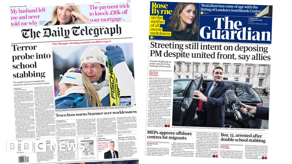 'Terror probe into school stabbing' and 'Streeting still intent''