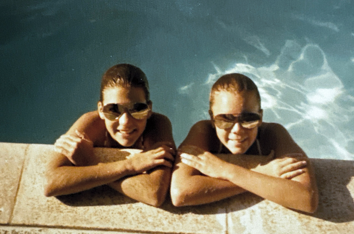The author (right) and Regina in the pool in Phoenix in 1978.