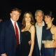 From left, American real estate developer Donald Trump and his girlfriend (and future wife), former model Melania Knauss, financier (and future convicted sex offender) Jeffrey Epstein, and British socialite Ghislaine Maxwell pose together at the Mar-a-Lago club, Palm Beach, Florida, February 12, 2000.
